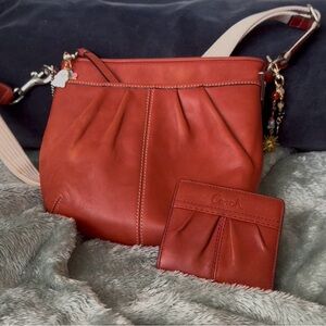 Coach Women's Leather Shoulder Bag and Wallet - burnt Orange (2016)